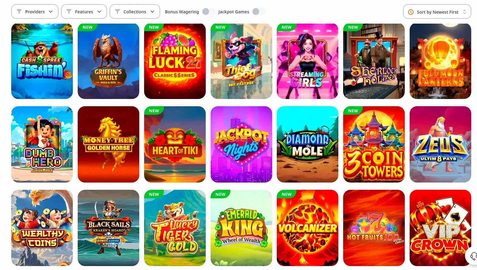 Игровой интерфейс онлайн казино Ирвин